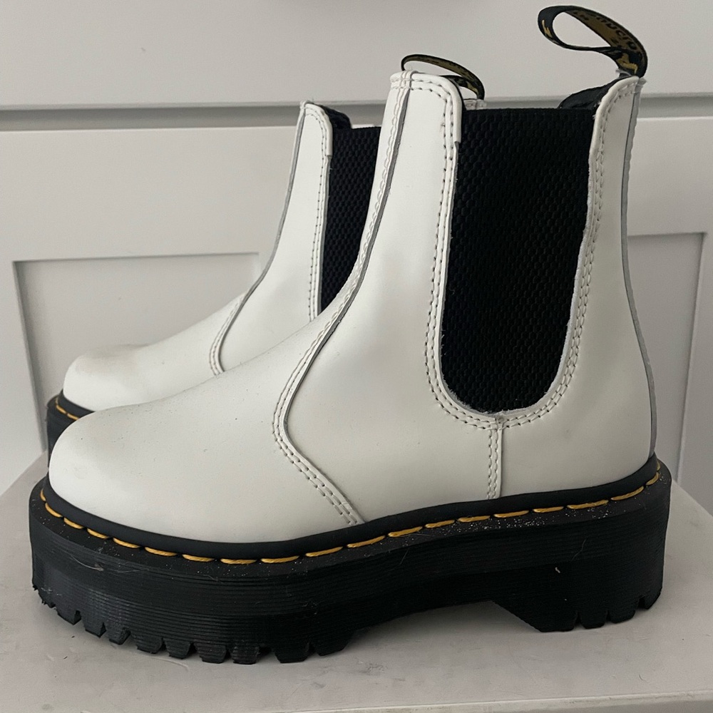 Dr. Martens Women's White Platform Chelsea Boots